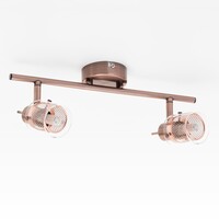 Industriell takspotlight Poppy med två lampor - roséguld