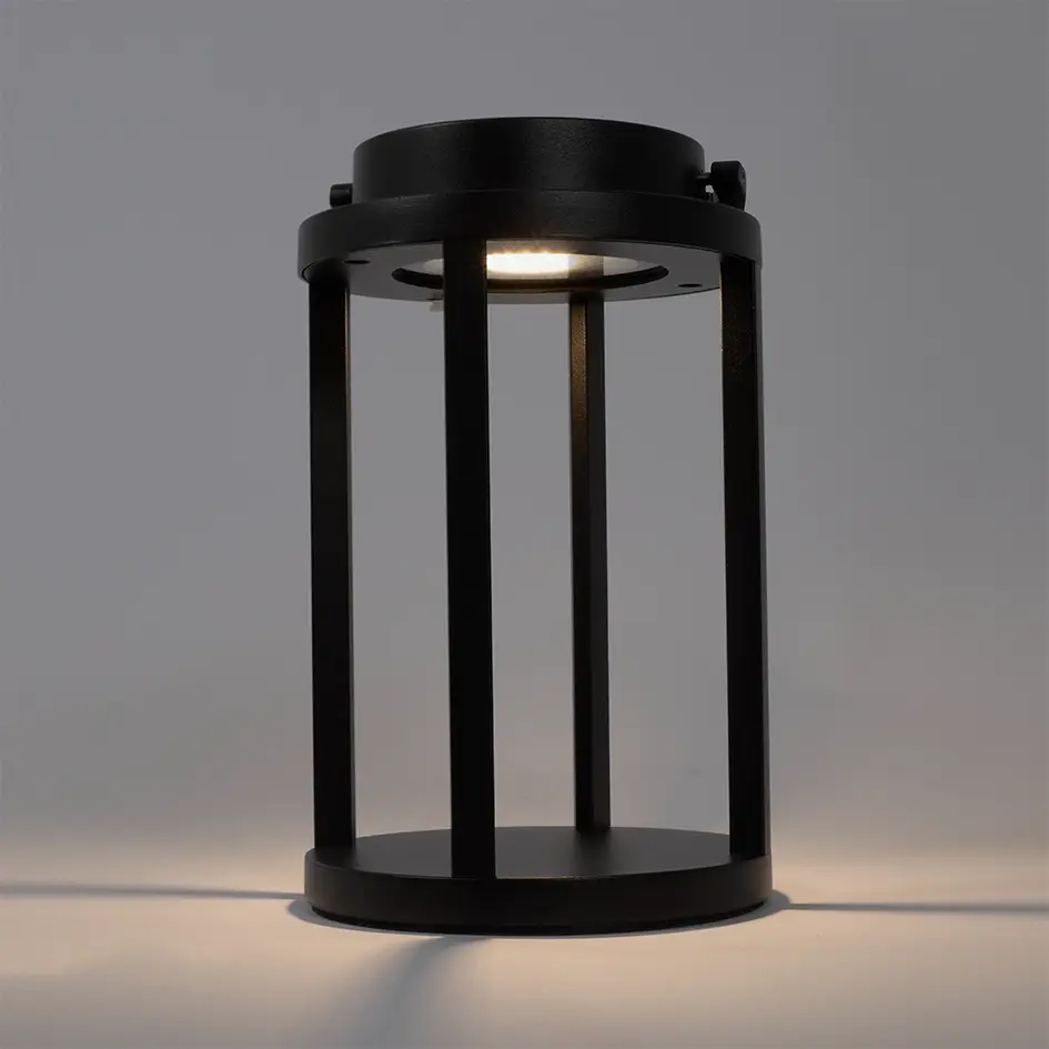Uppladdningsbar svart bordslampa Gleamy med integrerad LED