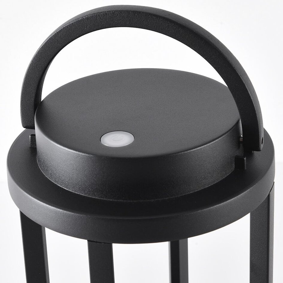 Uppladdningsbar svart bordslampa Gleamy med integrerad LED