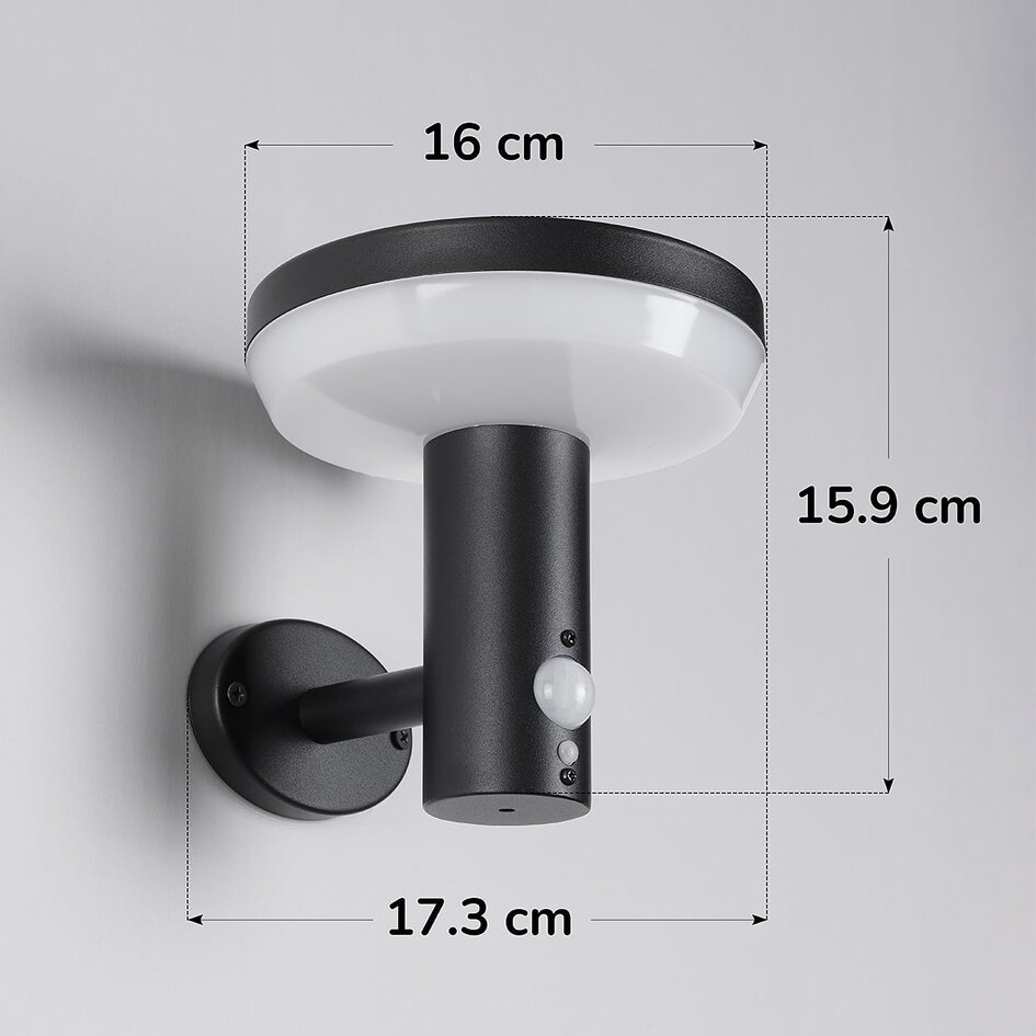 Modern solcellsdriven utomhusvägglampa med sensor - Dimmy