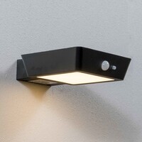Modern solcellsdriven utomhusvägglampa med sensor i svart - Shiny