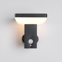 Modern solcellsvägglampa för utomhusbruk i svart med sensor - Aila