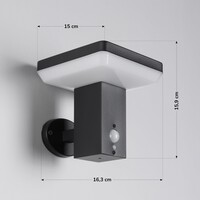 Modern solcellsvägglampa för utomhusbruk i svart med sensor - Aila