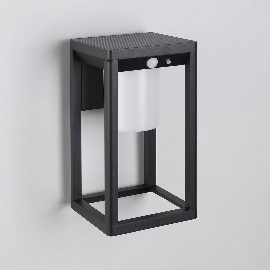Solcellsvägglampa för utomhusbruk med sensor i svart - Lucian