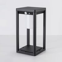 Solcellsdriven stående utomhuslampa Kiran med sensor - svart med integrerad LED