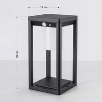 Solcellsdriven stående utomhuslampa Kiran med sensor - svart med integrerad LED