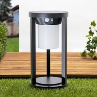 Solcellsdriven stående utomhuslampa Chiara med sensor - svart med integrerad LED