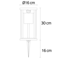 Solcellsdriven stående utomhuslampa Chiara med sensor - svart med integrerad LED
