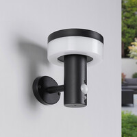 Modern solcellsvägglampa för utomhusbruk i svart med sensor - Sandrine