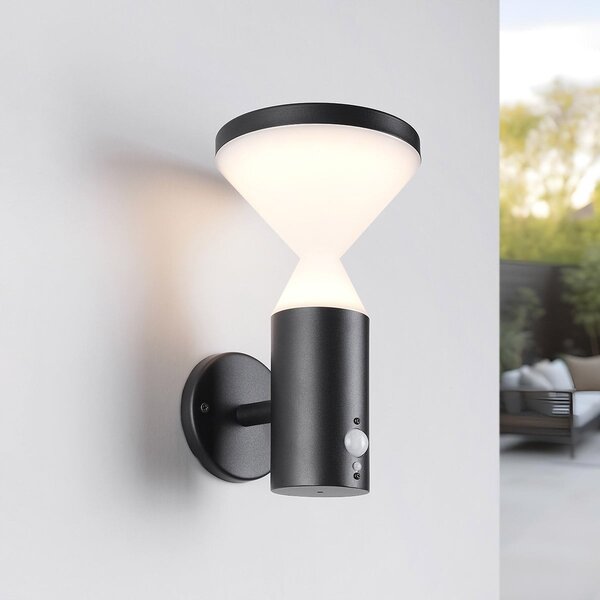 Modern solar utomhusvägglampa svart med sensor - Chandler