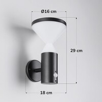 Modern solcellsvägglampa för utomhusbruk i svart med sensor - Chandler