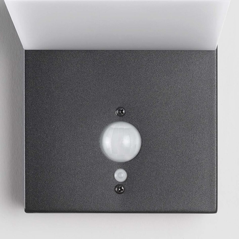 Modern solcellsvägglampa i svart med sensor - Halo