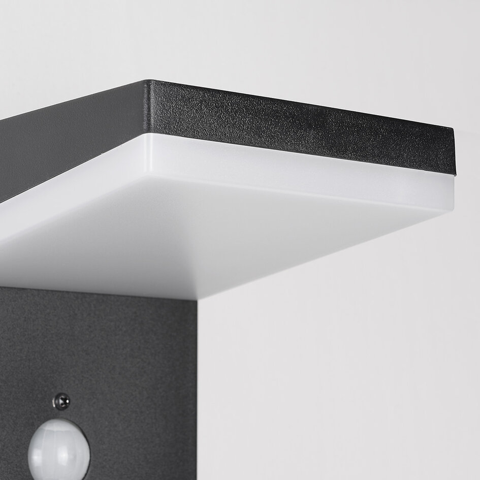 Modern solcellsvägglampa i svart med sensor - Halo
