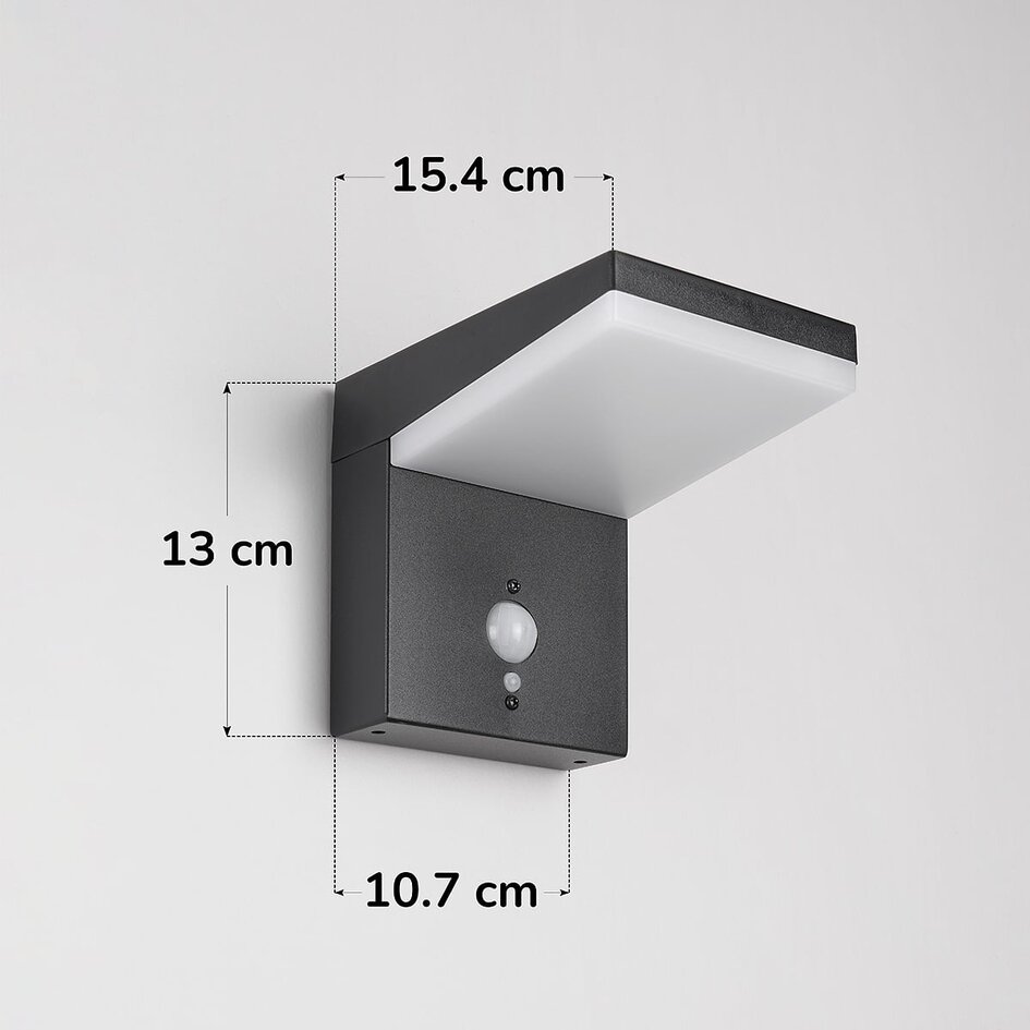 Modern solcellsvägglampa i svart med sensor - Halo