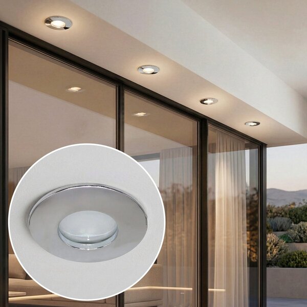 Modern infälld spotlight silver IP44 - Rex