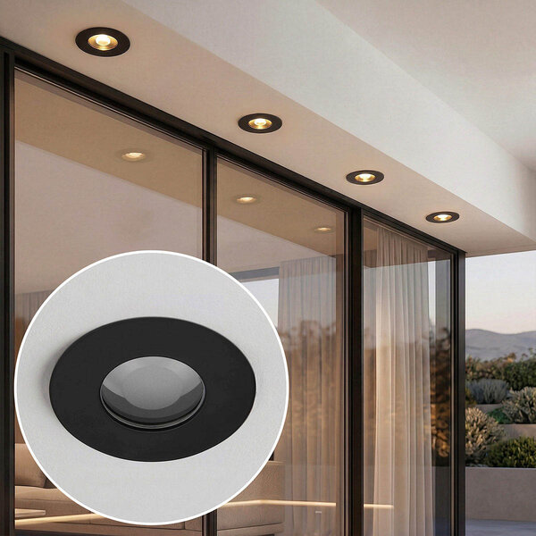 Modern svart infälld spotlight IP44 - Ray