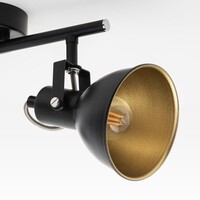 Designad takspotlight Alexandria med två lampor, svart med guld