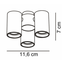 Design svart 3-ljus takspotlight - Gus