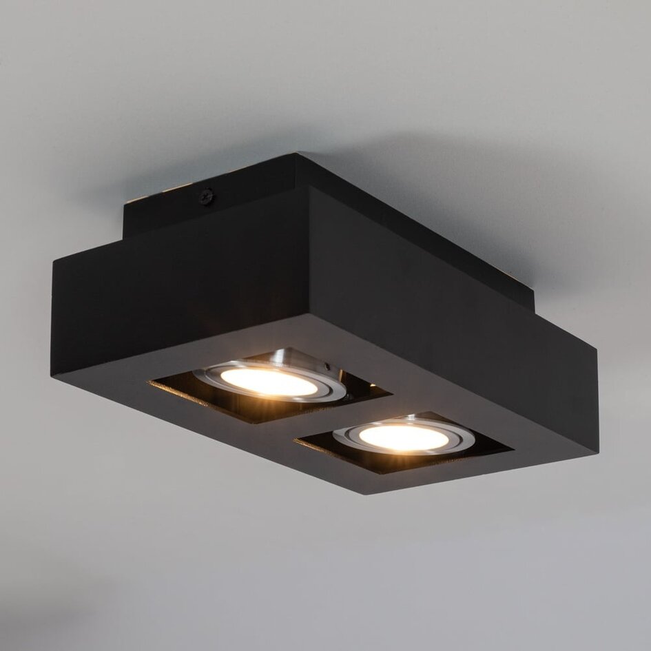 Lyxig 2-ljus svart takspotlight - Benny