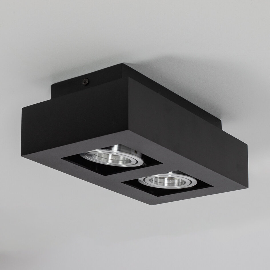 Lyxig 2-ljus svart takspotlight - Benny
