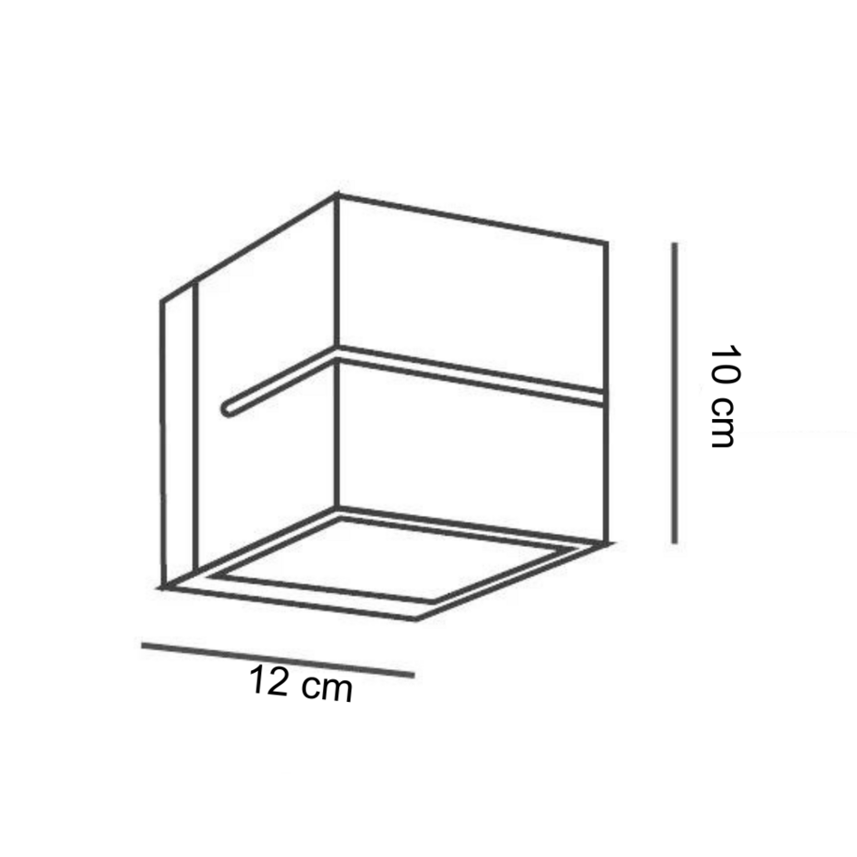 Modern fyrkantig vägglampa Avi i svart med guldfärgad insida
