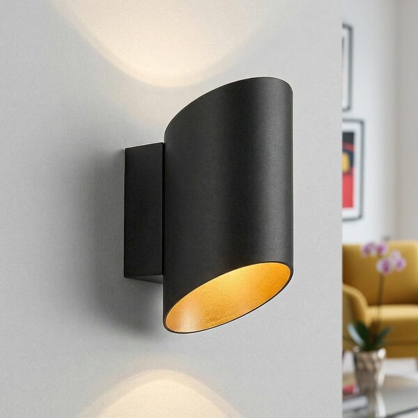 Modern vägglampa svart med guld - Lee