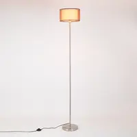 Golvlampa Catalina i satinnickel med tygskärm