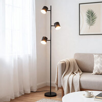 Golvlampa Diego med tre lampor - svart industriell