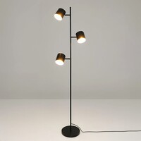 Golvlampa Diego med tre lampor - svart industriell