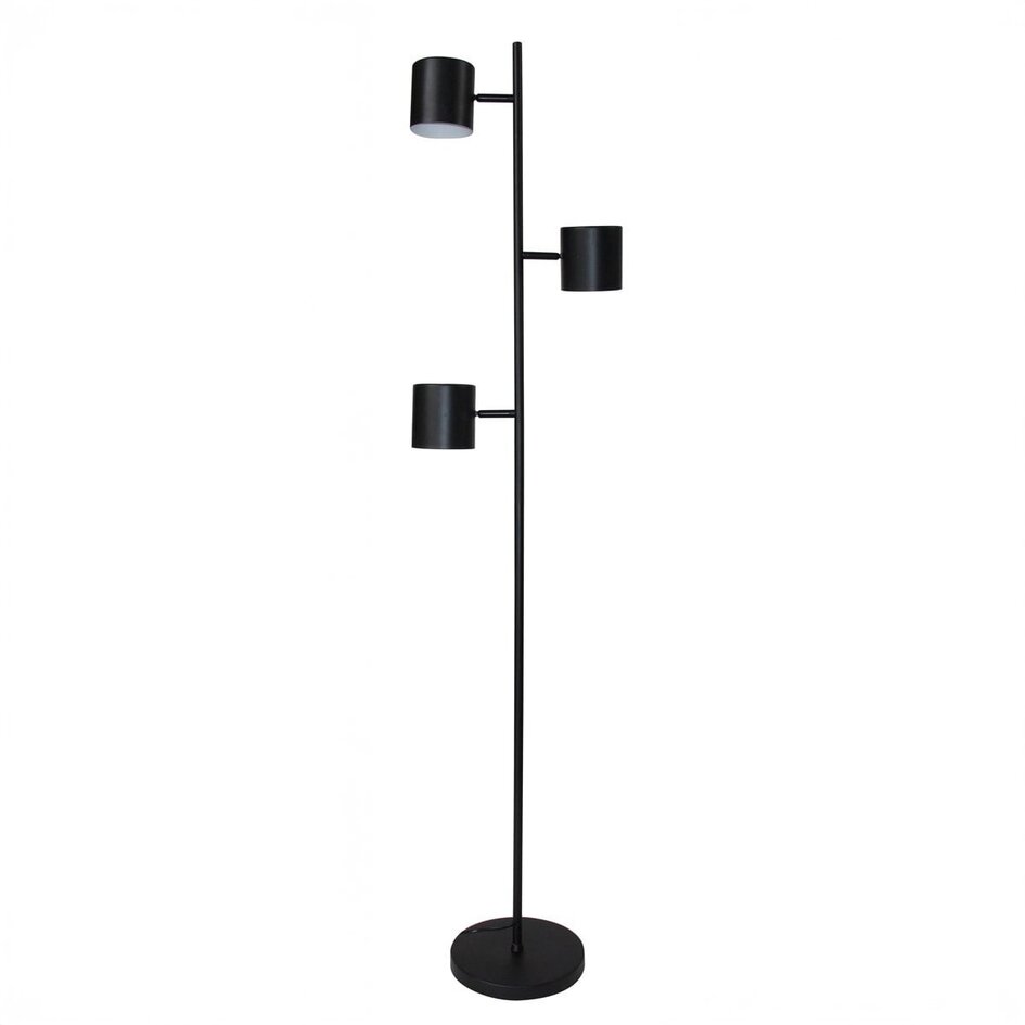 Golvlampa Diego med tre lampor - svart industriell
