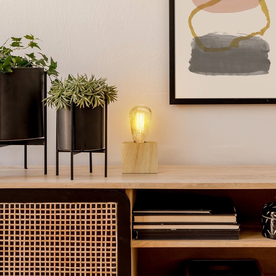 Bordslampa Aspen - öppen design med träfot