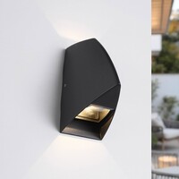 Designad utomhusvägglampa Romy med två lampor - svart med integrerad LED
