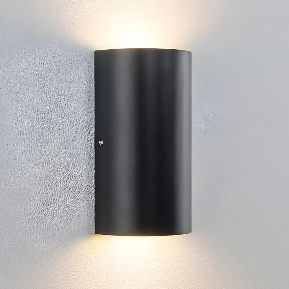 Utomhusvägglampa Lila med två lampor - svart med integrerad LED