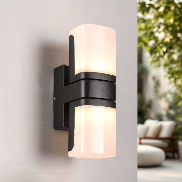 Justerbar utomhusvägglampa Bobby - svart med integrerad LED