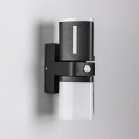 Justerbar utomhusvägglampa Bobby med sensor - svart med integrerad LED
