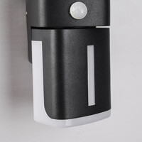 Justerbar utomhusvägglampa Bobby med sensor - svart med integrerad LED