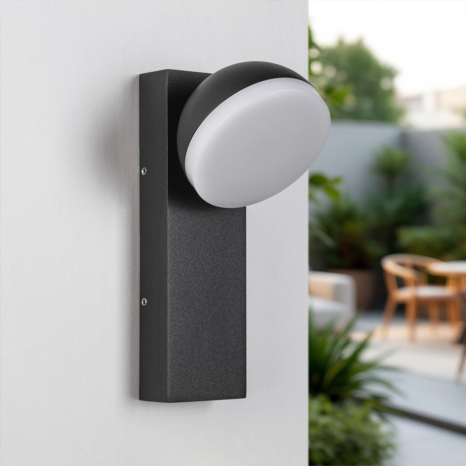 Industriell utomhusvägglampa Sil - svart med integrerad LED