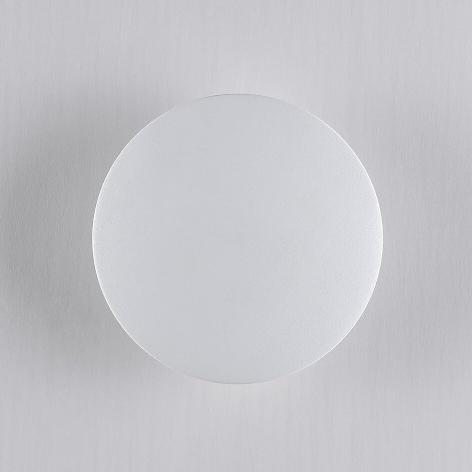 Rund utomhusvägglampa Moon - vit med integrerad LED
