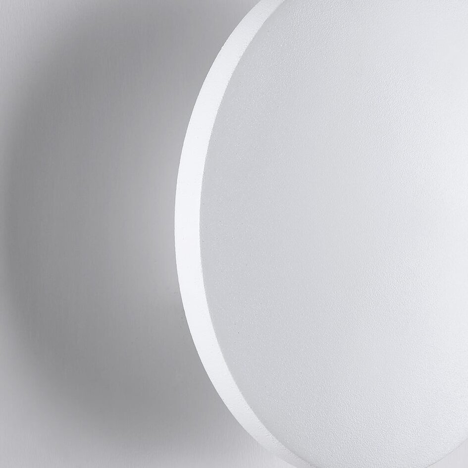 Rund utomhusvägglampa Moon - vit med integrerad LED