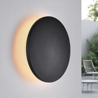 Rund utomhusvägglampa Lune - svart med integrerad LED