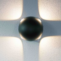 Klotformad utomhusvägglampa Cosmo - svart med integrerad LED