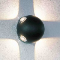 Klotformad utomhusvägglampa Cosmo - svart med integrerad LED