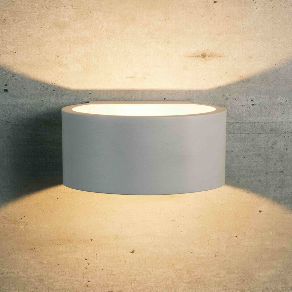 Rund utomhusvägglampa Izzy - vit med integrerad LED