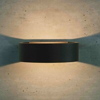 Rund utomhusvägglampa Misty - svart med integrerad LED