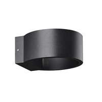 Rund utomhusvägglampa Misty - svart med integrerad LED