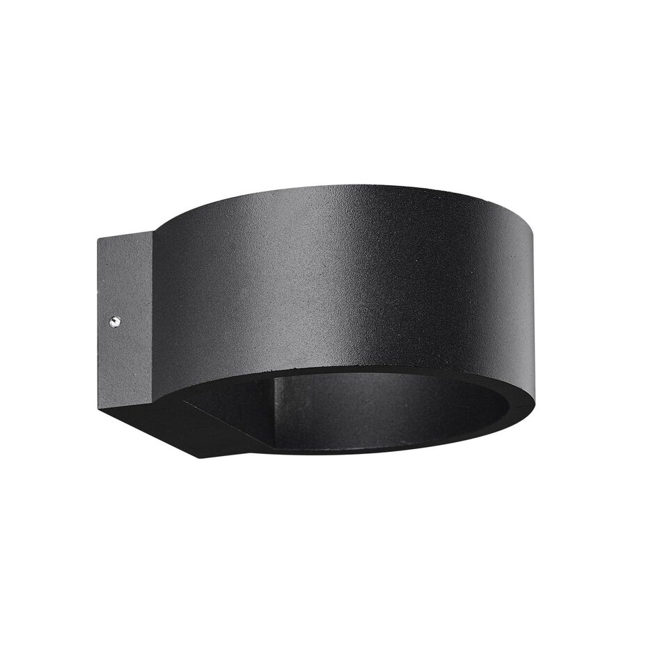 Rund utomhusvägglampa Misty - svart med integrerad LED
