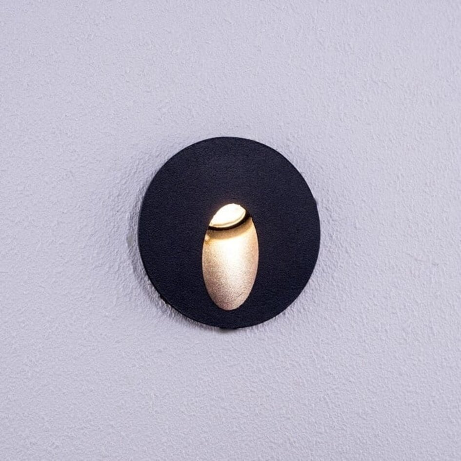 Infälld utomhusvägglampa Merlin - svart med integrerad LED