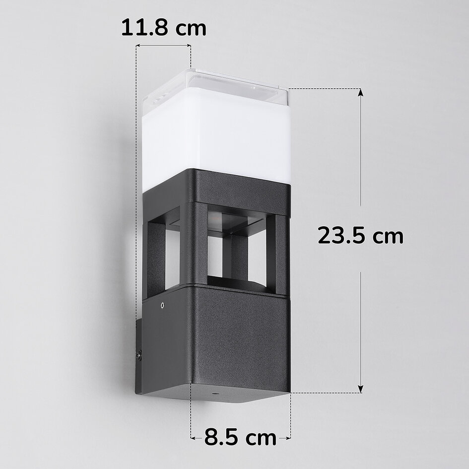Industriell utomhusvägglampa Terry - svart med integrerad LED
