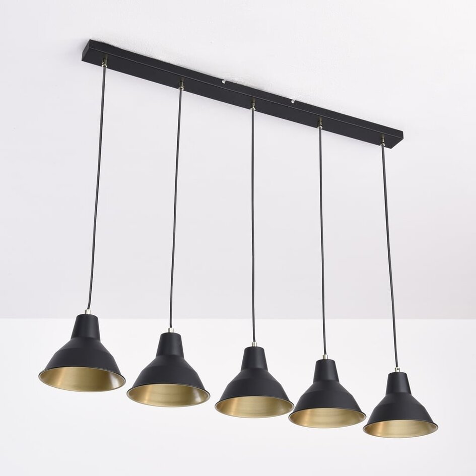 Modern pendellampa Odin med fem lampor i svart