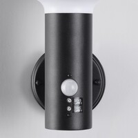 Industriell utomhusvägglampa Max - med sensor i svart